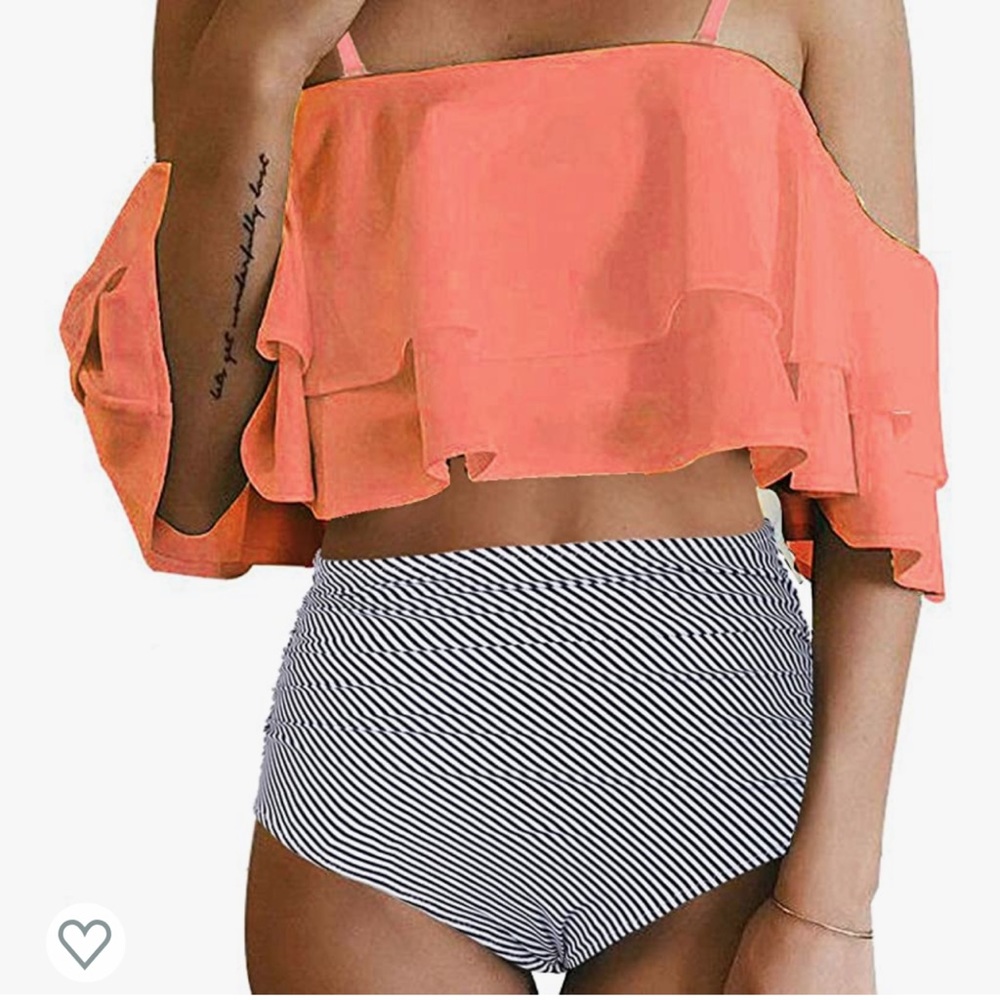 2 Piece Swimsuit High Waisted Bikini Off Shoulder